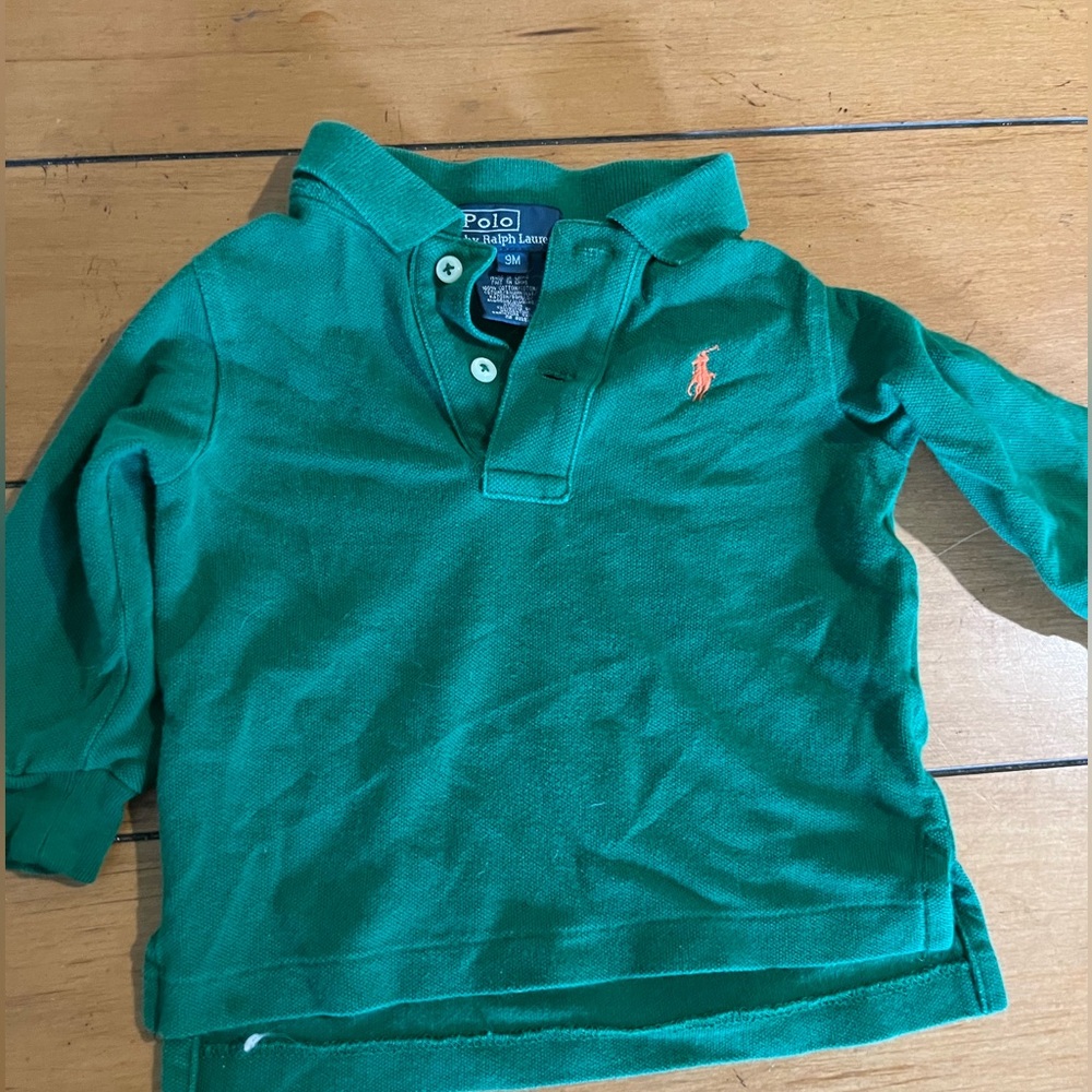 Green Polo long sleeve baby shirt